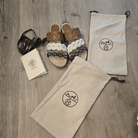 HERMES Gwen Espadrilles Sandals Slides Size 38 - Picture 8 of 8